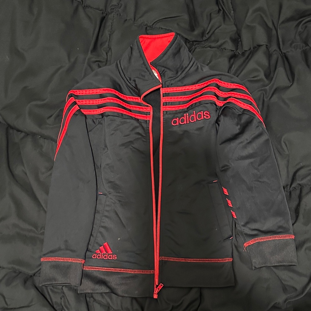 Boy’s Adidas Black Jacket with Red Highlights